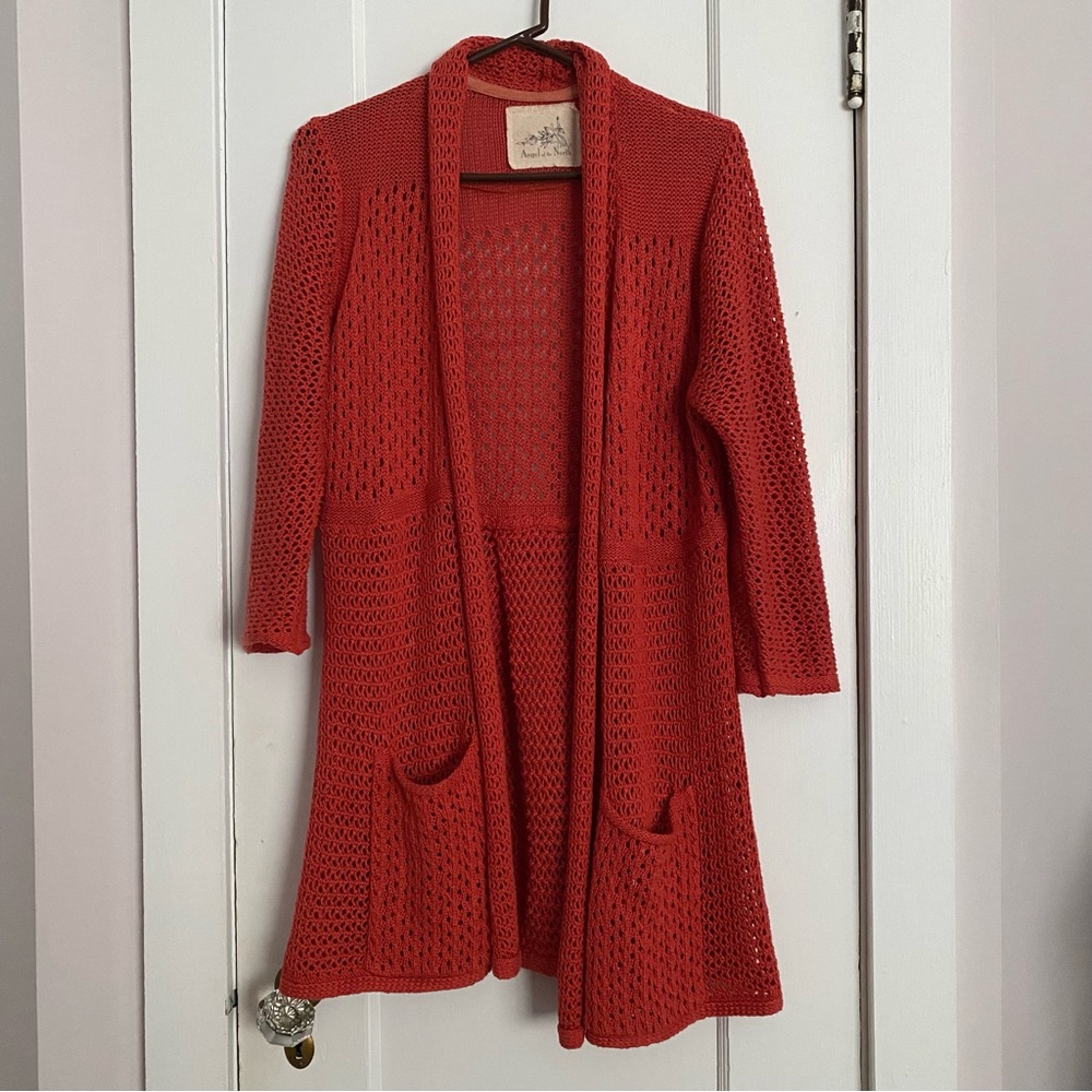 Angel Of The North coral Knit Cardigan anthropologie size L